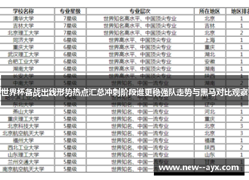 世界杯备战出线形势热点汇总冲刺阶段谁更稳强队走势与黑马对比观察